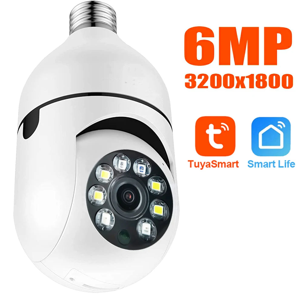 6MP Tuya E27 Bulb Camera WIFI PTZ Videobewaking Babyfoon Kleur Nachtzicht Binnen Smart Life APP Bediening IOS Android