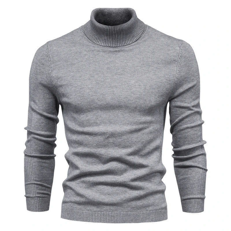 Winter Men's Turtleneck Sweater Casual Solid Colour Warm Pullover High Quality Slim Neck Long Sleeve Sweater For Men