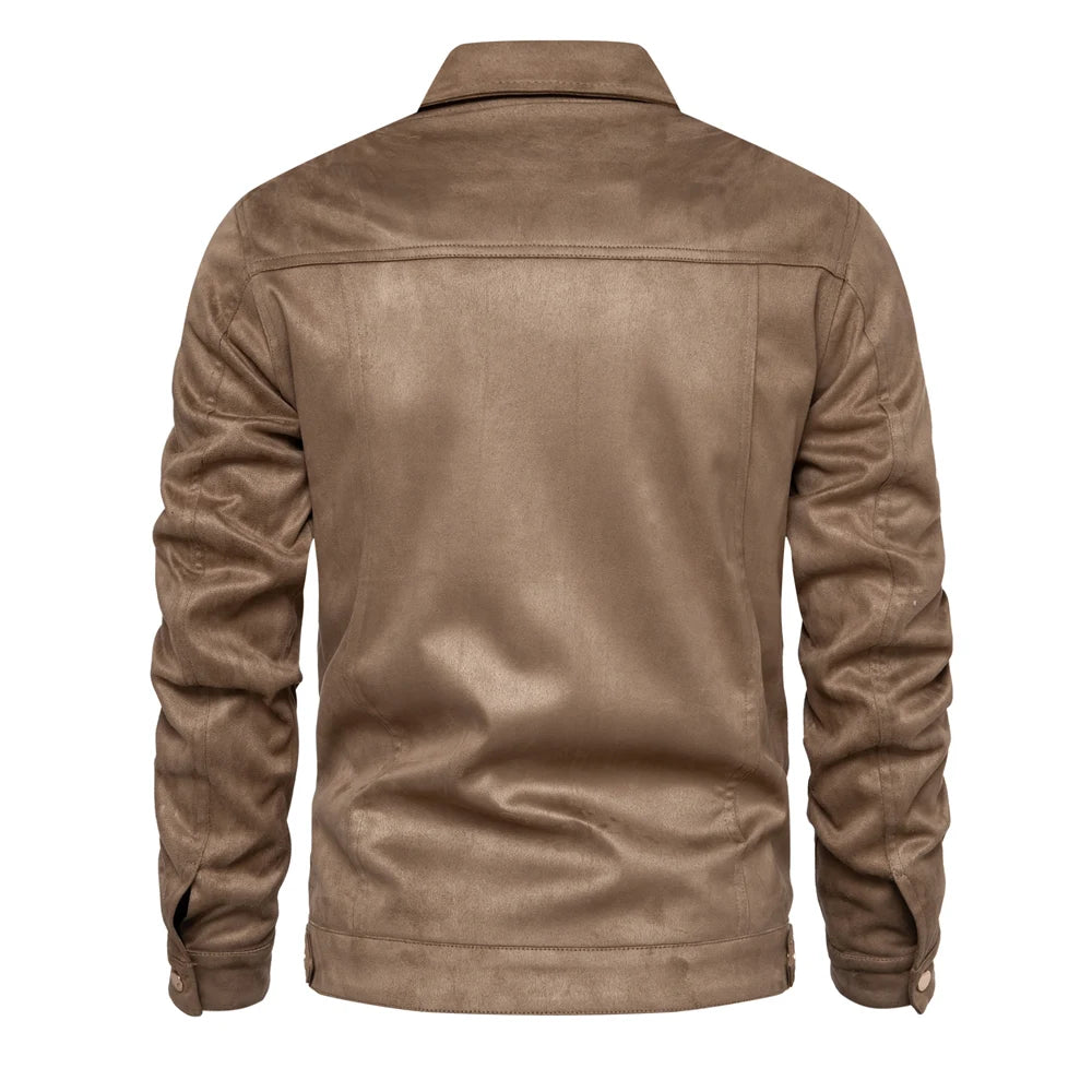 2023 Nieuwe herfst-winter suède leren jas herenmode luxe casual omslagkraag herenjas