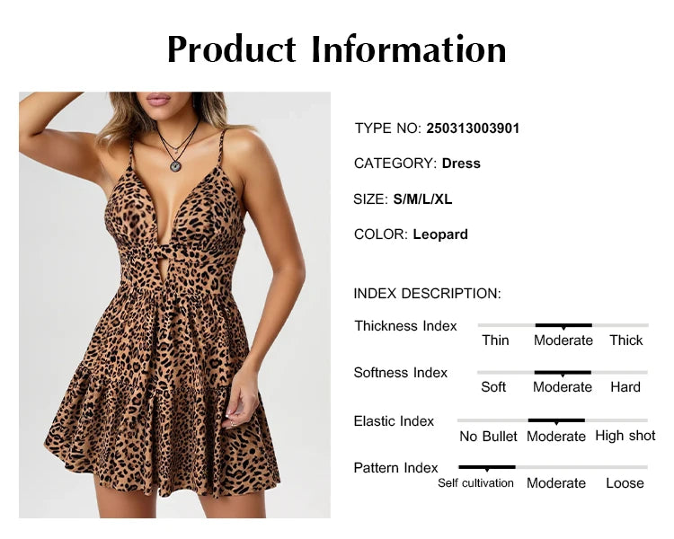 Dresses Spring Summer Dating Fitting Slim Leopard Cut-Out Sleeveless Sweetheart Neck Mini Cami Dresses For Women