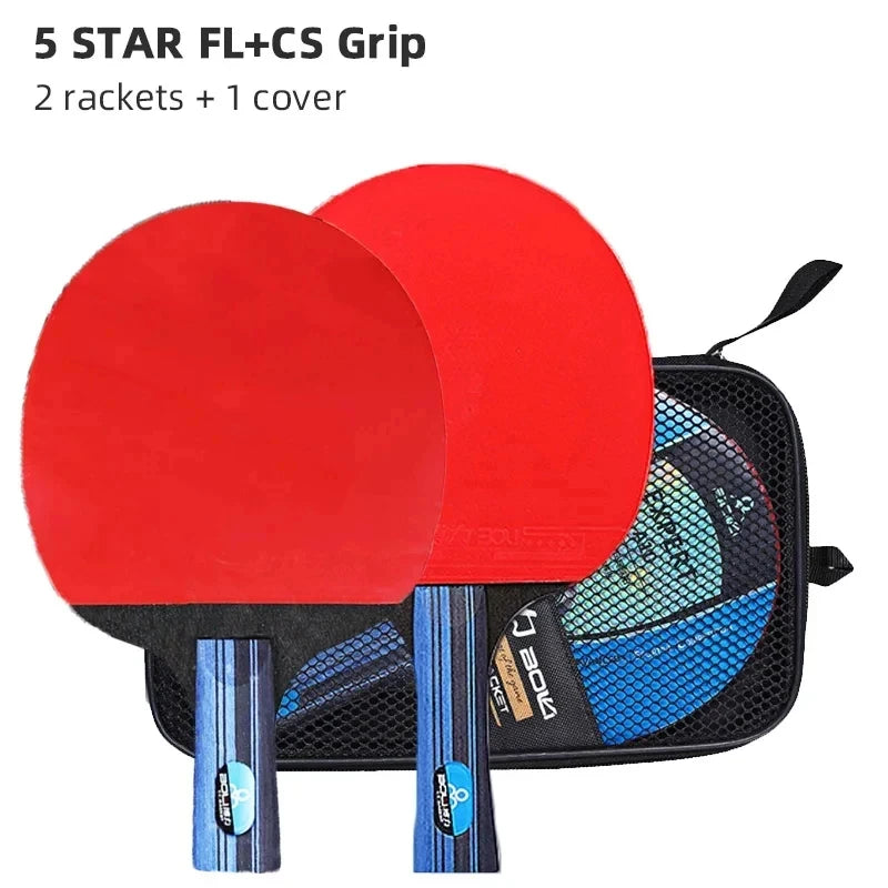 5/6 Star Tafeltennisracket 2PCS Professionele Ping Pong Racket Set Pimples-in Rubber Hoge Kwaliteit Blade Bat Paddle met Tas