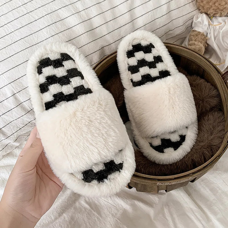 Kids' Slippers House Shoes Cotton Open Toe Winter Shoes Warm Anti-Slip Home Slipper Shoes For Girls Size 26-37