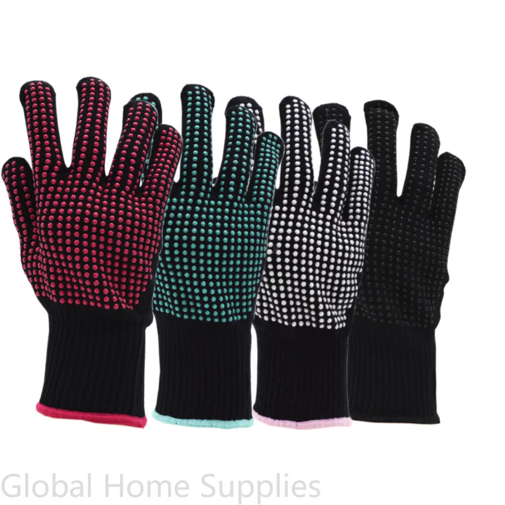 1 Pair Barbecue Anti-scald Gloves Heat Resistant BBQ Oven Gloves Kitchen Fireproof Anti-slip Gloves For Cooking
