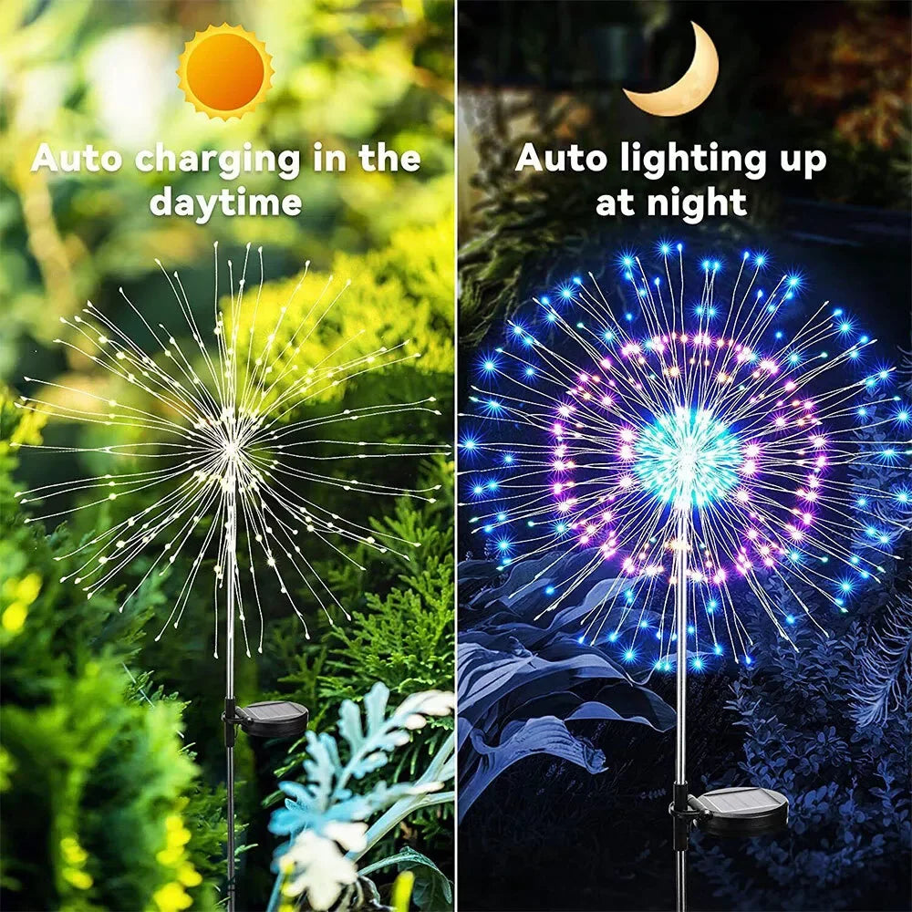 200LED LED-zonnevuurwerkverlichting voor buiten, grasbol, paardenbloemlamp voor tuin, gazon, landschapslamp, vakantieverlichting