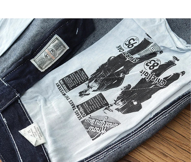 3903# Spring New American Retro Denim Carpenter Cargo Jeans Men's 100% Cotton Washed Loose Casual Multi-pocket Straight Pants