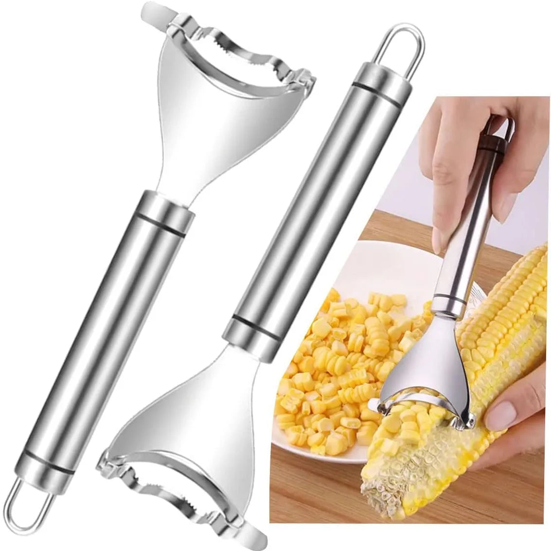 Corn Peeler Stripper For Corn On The Cob Remover Tool,Stainless Steel Kitchen Grips Corn Planer Cob Cutter Kernels