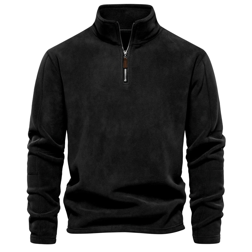 Men's Quality Thickened Warm Fleece Jacket for Men Zipper Neck Pullover Male Sweatshirt Soft Shell Jacket
