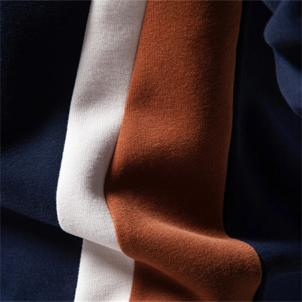 Men's Patchwork Cotton-Blend Crew Neck Sweatshirts Fashion Casual Sport Round-Neck Pullover Sweatshirt for Men