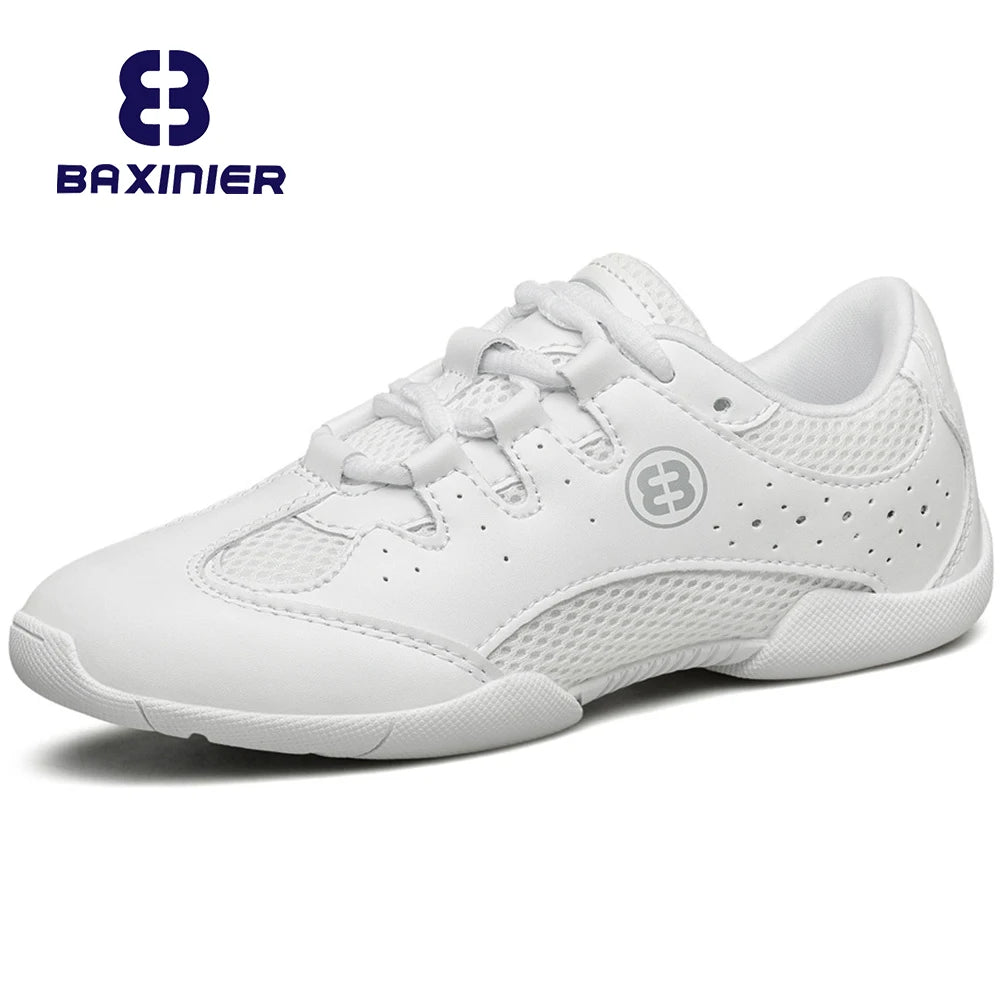 Girls White Cheerleading Shoes Lightweight Youth Cheer Competition Sneakers Kids Breathable Training Dance Tennis Shoes