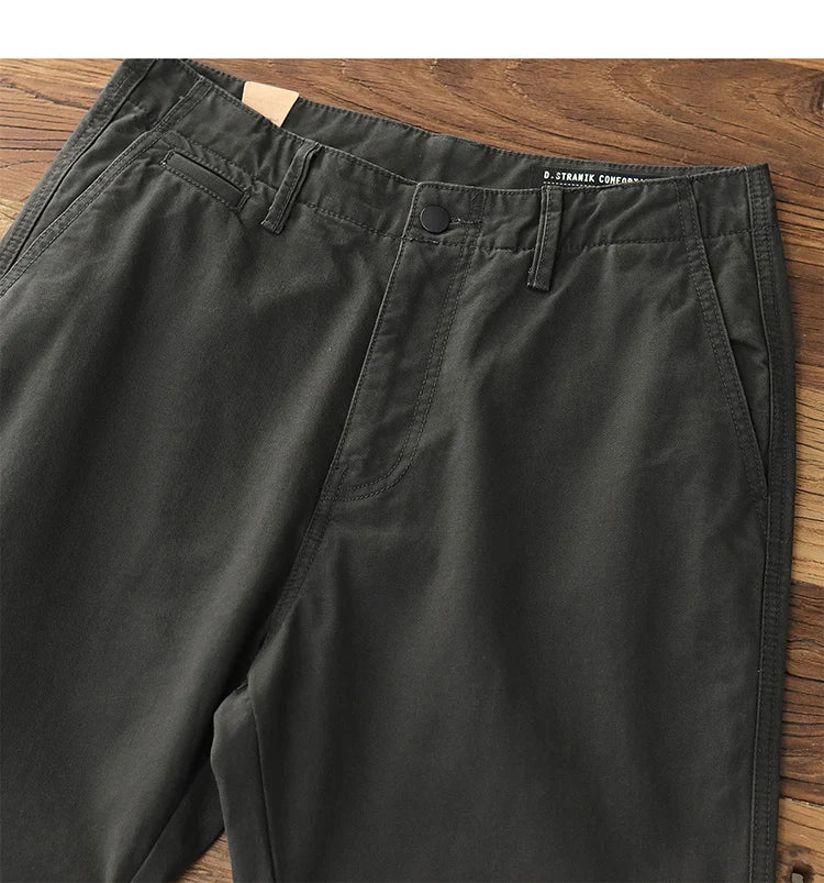Spring Autumn New American Retro Twill Amekaji Chino Cargo Pants Men's Simple 100% Cotton Washed Straight Casual Trousers