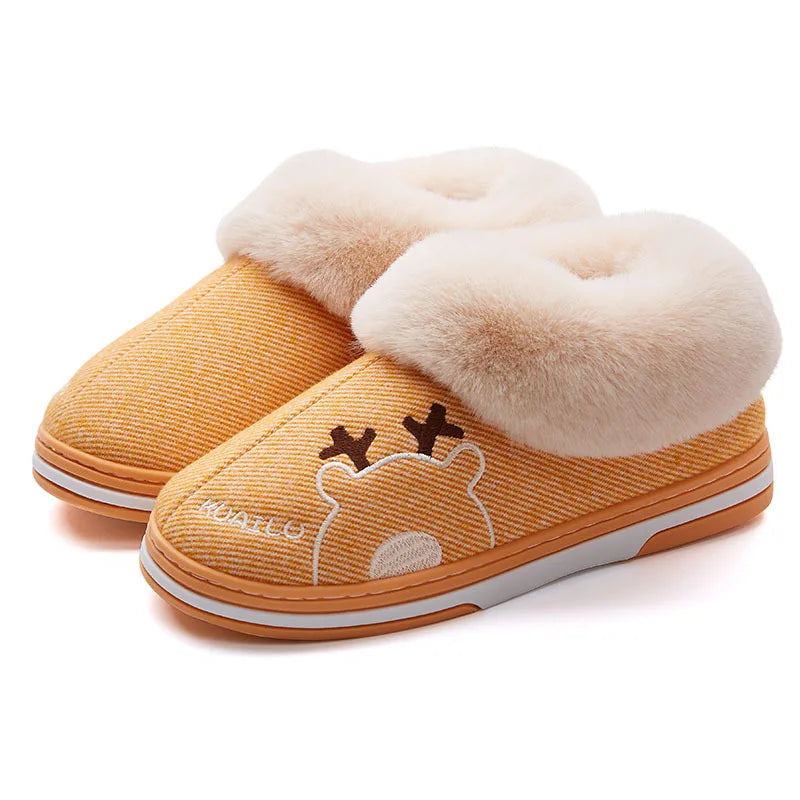 Unisex Warm Plush Winter Slippers Indoor Furry Fluffy Cotton Slides Suitable As Comfortable Home Bedroom Shoe For Men & Women