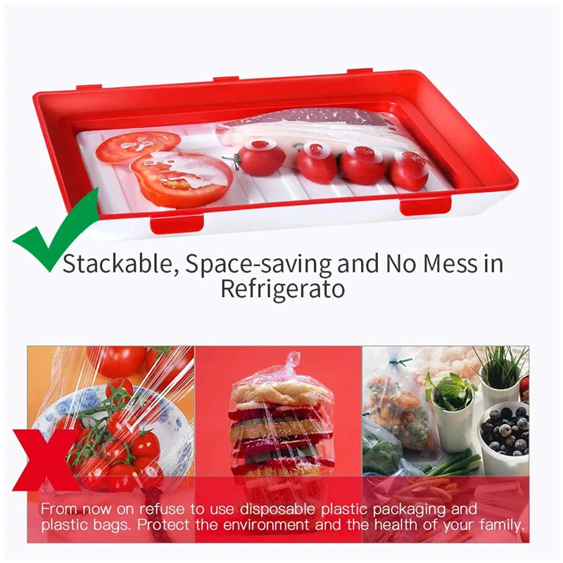 Food Preservation Tray Seafood Beef Ham Fresh Keeping Fresh Spacer Reusable Container Refrigerator Organizer Kitchen Tool