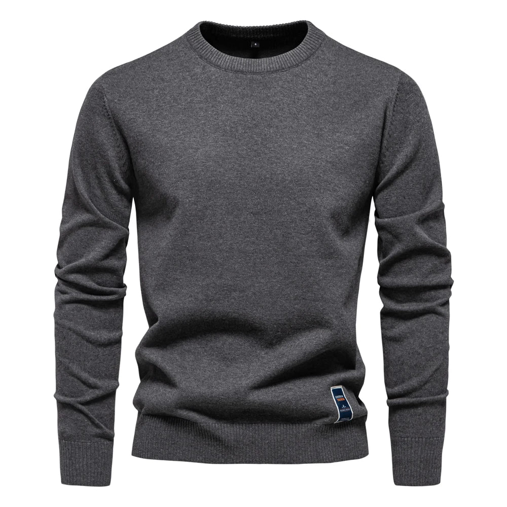 Men's Solid Cotton Crew Neck Knitted Pullover Sweaters Casual Fashion Classic Sweater for Men