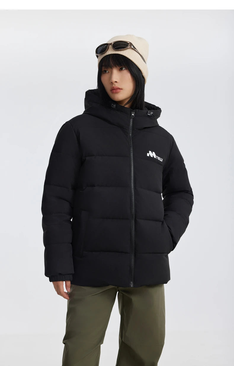 Unisex Winter Hooded Soft Cotton Padded Coat, Drawstring Warm Outerwear Jacket For Men & Women