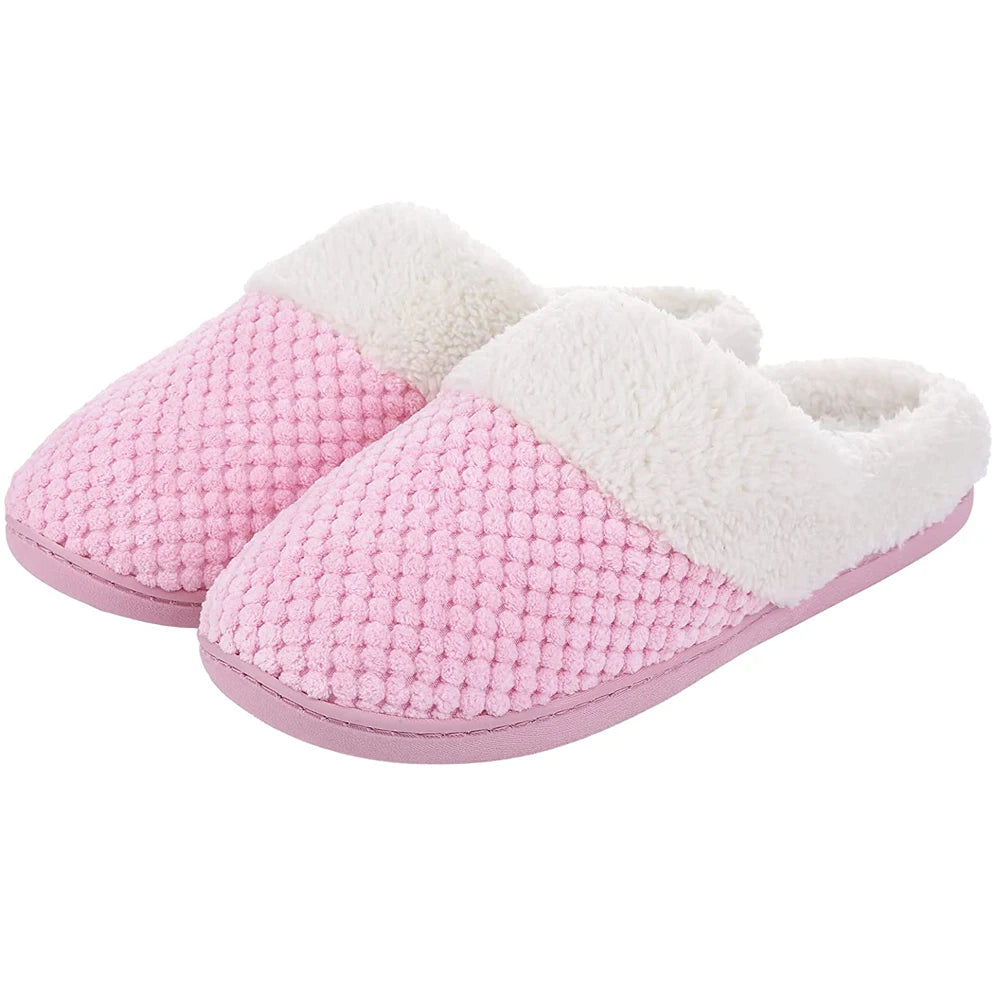 Unisex Winter Fur Slippers Warm Cosy Plush Fluffy Home Cotton Shoes Plush Anti-Skid and Indoor Furry Slippers For Men & Women