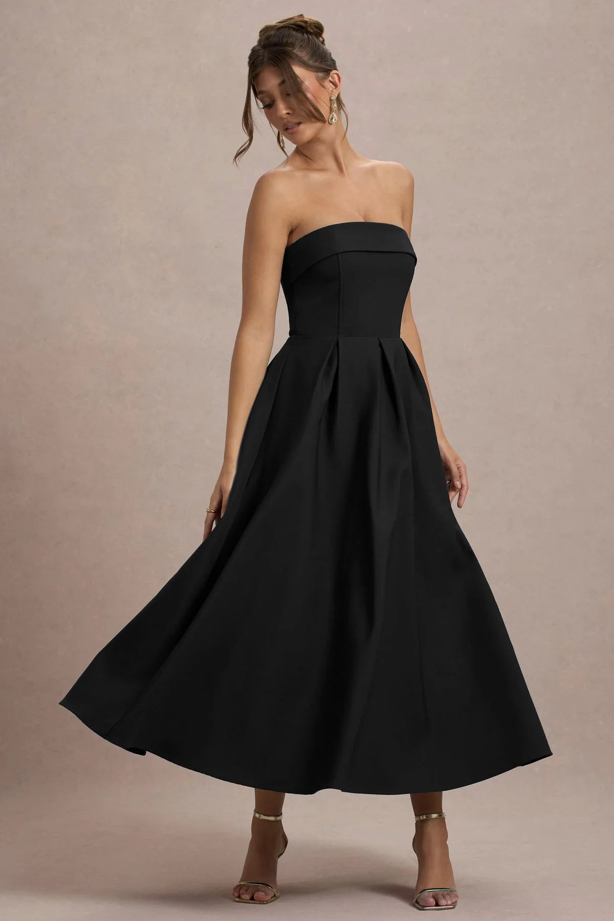 2025 Franse mode elegante lange avondjurk vrouwen high-end effen mouwloze strapless feestjurk chique minimalistische kleding