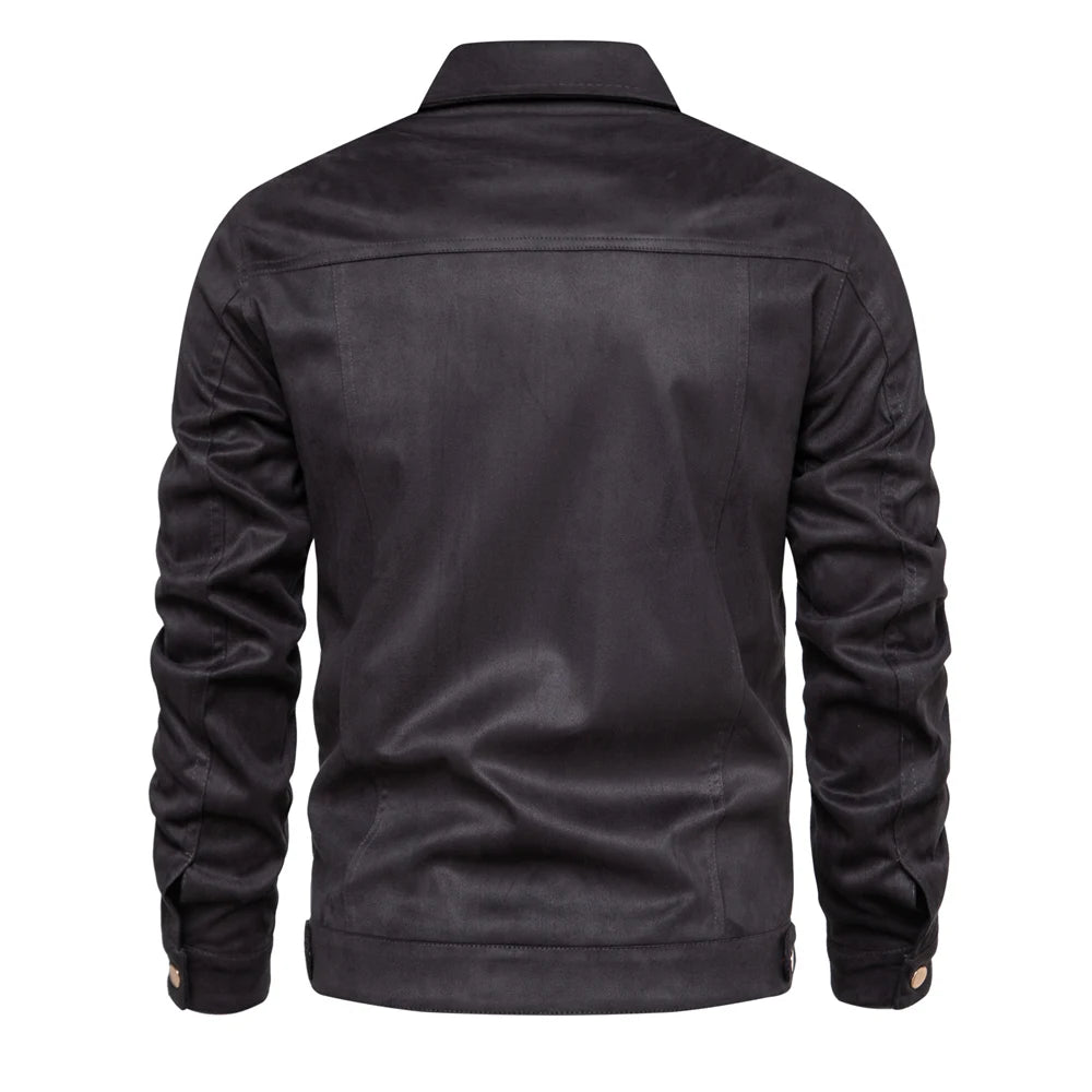 2023 Nieuwe herfst-winter suède leren jas herenmode luxe casual omslagkraag herenjas