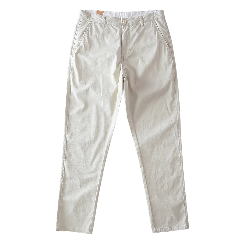 2025 Summer New American Retro Thin Micro Elasticity Casual Pants Men's Simple 97% Cotton Slim CHINO Business Straight Trousers