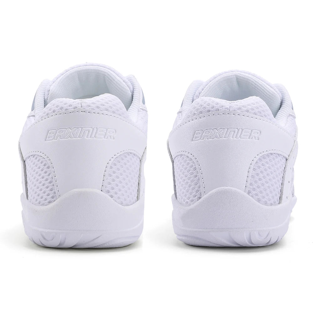 Girls White Cheerleading Shoes Mesh Breathable Training Dance Tennis Shoes Lightweight Youth Cheer Competition Sneakers