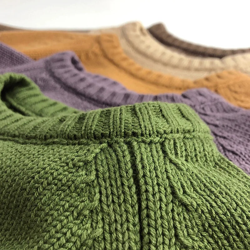 Pure Cotton Solid Kids Sweaters Vintage Boys Pullover Knitwear Toddler Girls Sweater Shirt Outwear For Children 1-6Y Unisex