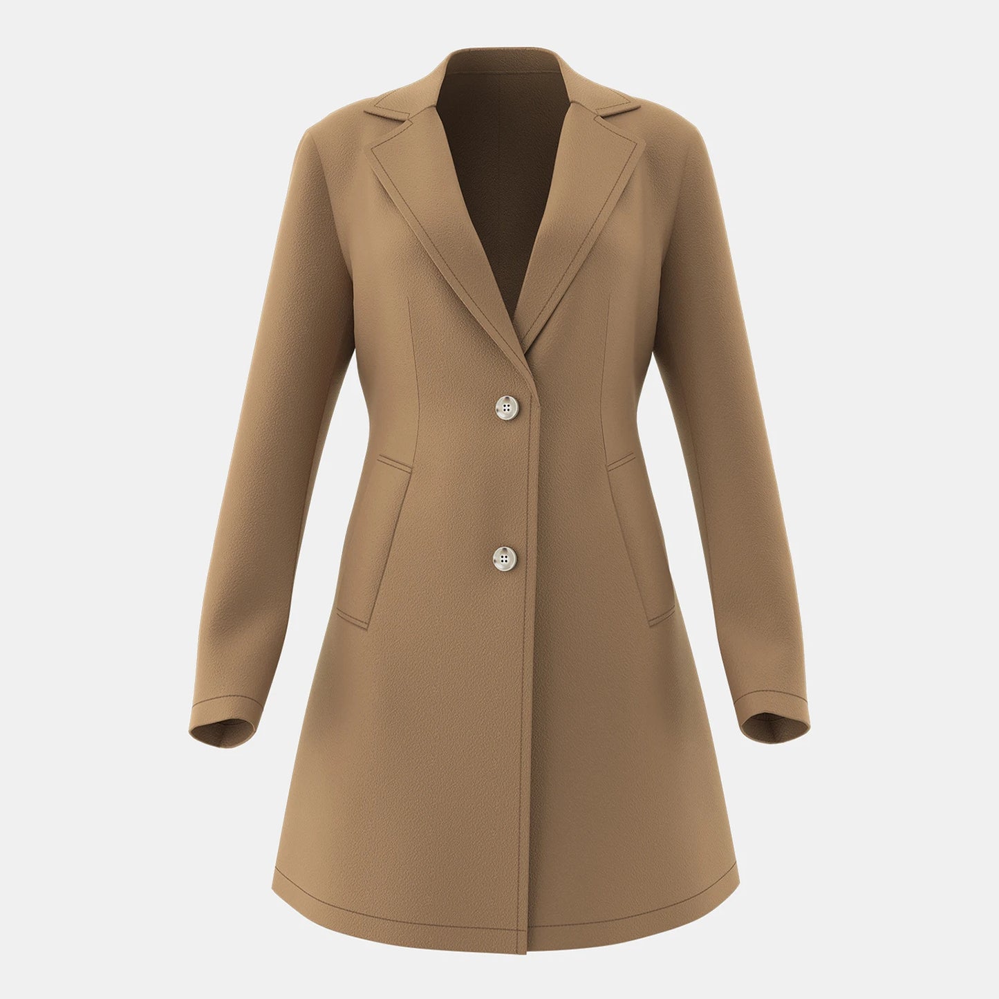 Women's Coats Autumn Winter Camel Plain French Single Breasted Pocket Long Sleeve Lapel A-Line Maxi Casual Coats