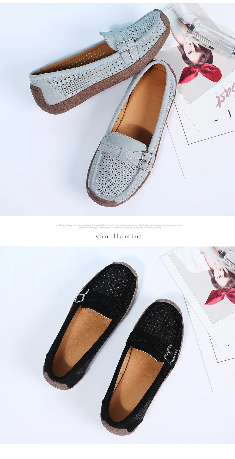 Women's Female Ladies Mother Shoes Sandals Platform Flats Slip On Hollow Summer Cool Moccasins Vulcanized Shoes 41 42