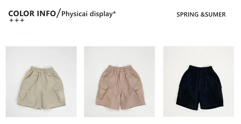Summer Kids Overalls Cute Solid Colour Sack Boys Five Quarter Pants Children Elastic Waist Girls Workwear Short 1-6T Unisex