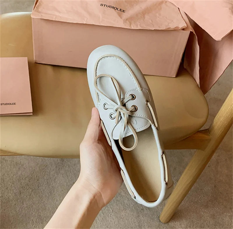 Women Flats Round Toe Butterfly-knot Strap Retro Elegant Slip On Daily Comfort Casual Loafers Flats