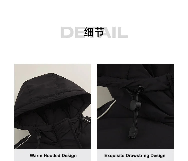 Women's Long Puffer Coat With Striped Webbing, Oversized Straight-Cut Sporty Style, Duck Down Thick Warm Jacket