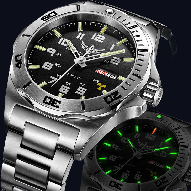 Yelang V1019 44MM Men's Mechanical Automatic Watch NH36 Movement 300M Waterproof Sapphire Lens 10BAR Deep Diving Stainless Steel Watch
