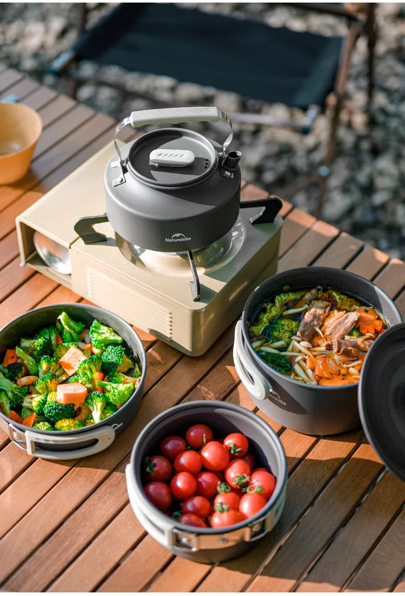 Portable Camping Cookware Set Outdoor Frying Pan Kettle Collapsible Picnic Tableware Kitchenware Furniture