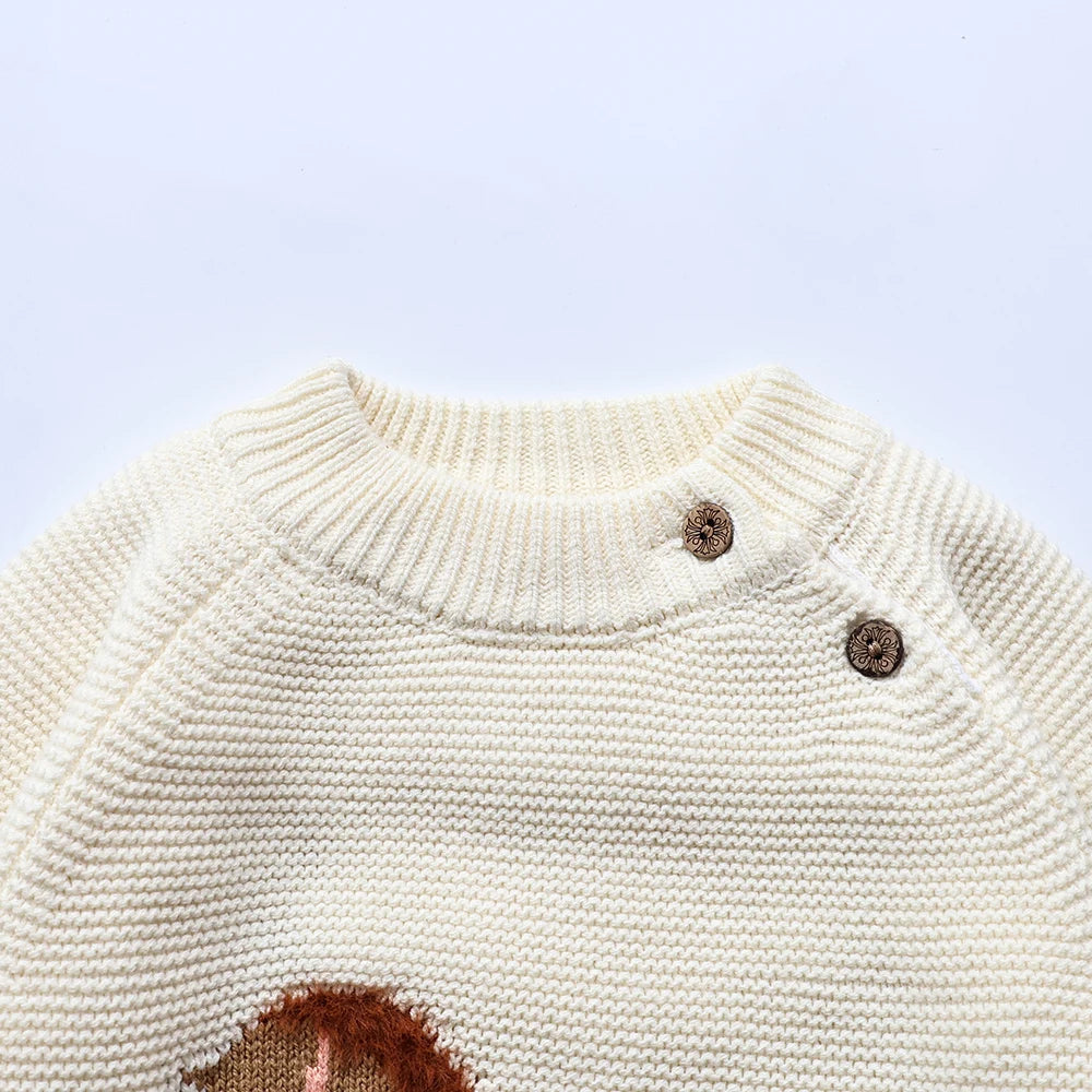 Winter New Cartoon Kids Baby Sweaters Fur Lining Kids Knitwear Fleece Boys Girls Pullover Coat 1-6Y Unisex