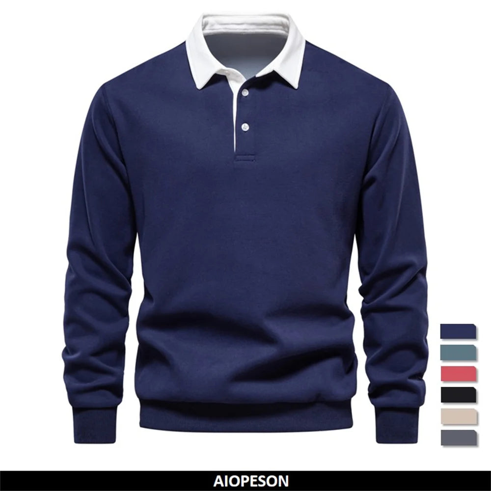 Autumn Fashion Design Polo Neck Sweatshirts For Men Casual and Social Wear Quality Cotton Sweatshirts