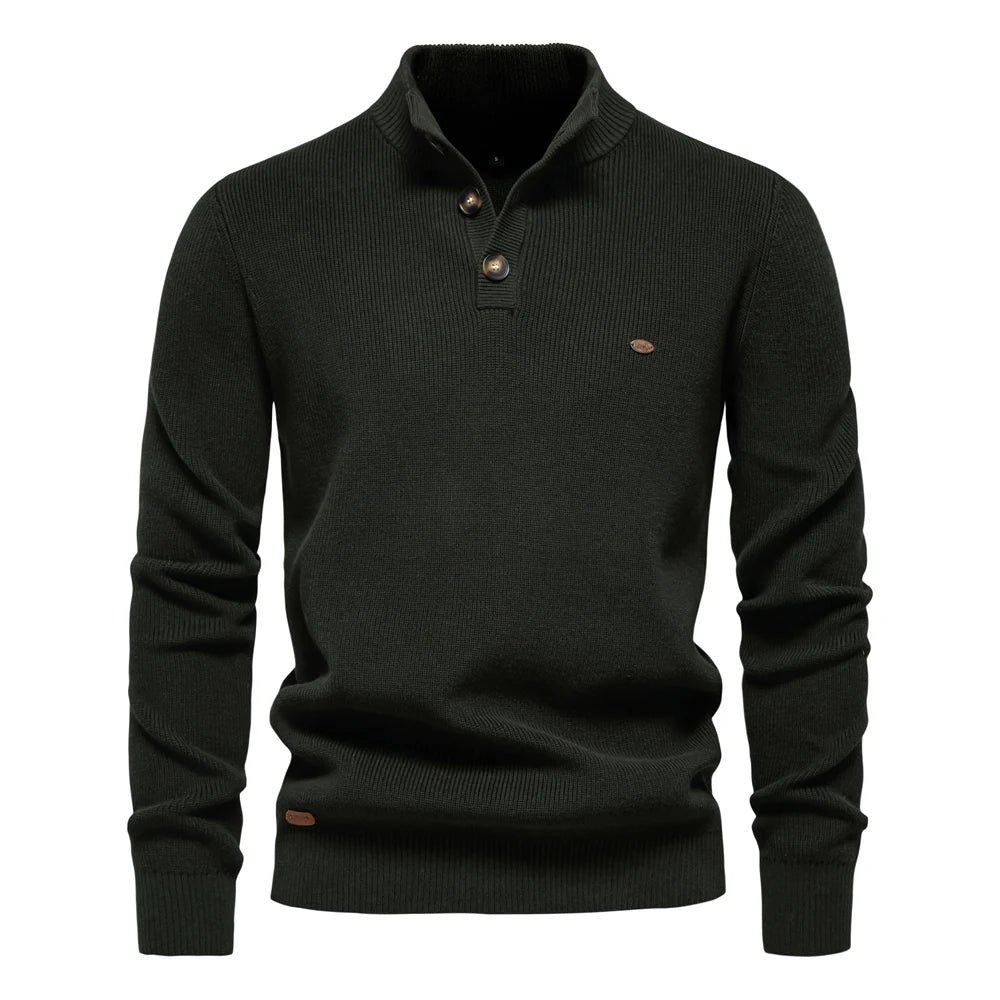 Men's Autumn Quarter Zipper Mock Neck Pullover Sweaters For Men Quality Warm Winter Cotton Knitted Men's Sweaters