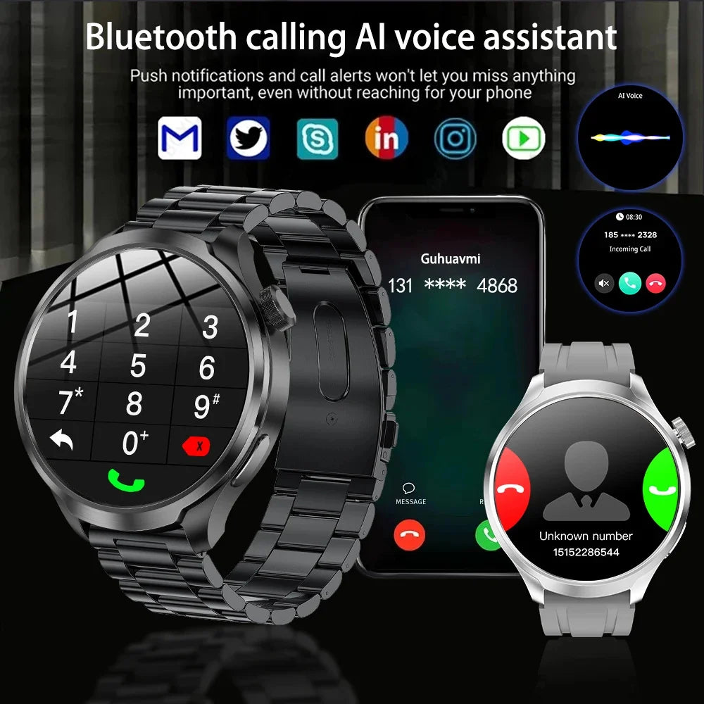 GPS Sports Smartwatch Men AMOLED Screen Compass Altimeter Heart rate BP NFC Bluetooth Call Smart Watch For Men - Compatible With HUAWEI IOS