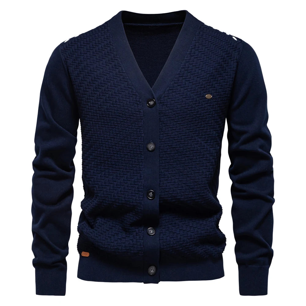 Men's V-Neck Button Up Cotton Cardigan Sweaters Casual Social Knitted Sweater Cardigans for Men