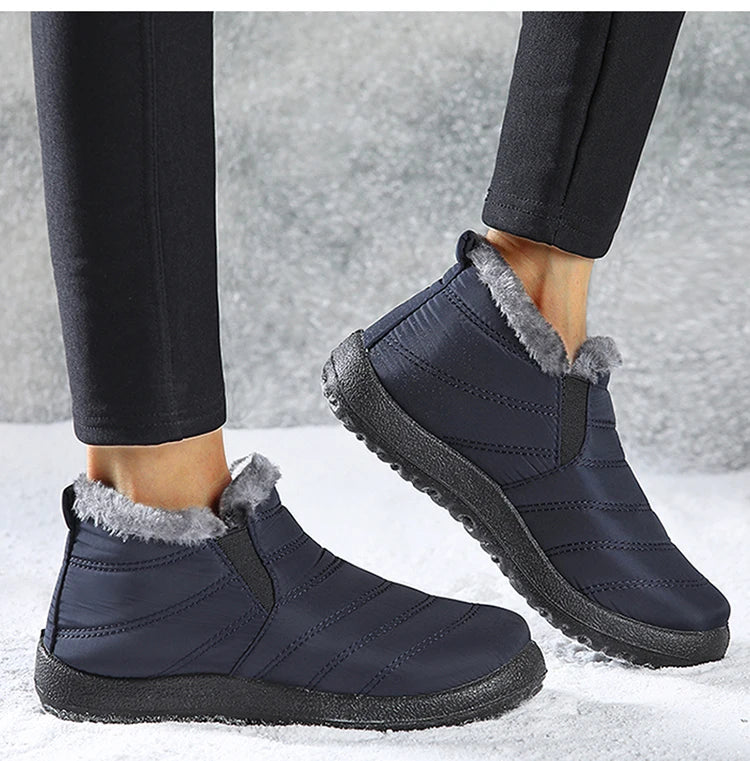 Women's Winter Waterproof Warm Fur Walking Shoes Moccasin Ladies Casual Footwear For Women