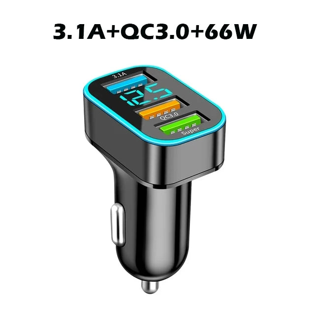 66W Autolader 3 Poorten USB Auto Sigarettenaansteker Snel Opladen Auto Telefoon Oplader Adapter Voor HUAWEI iPhone Samsung Xiaomi