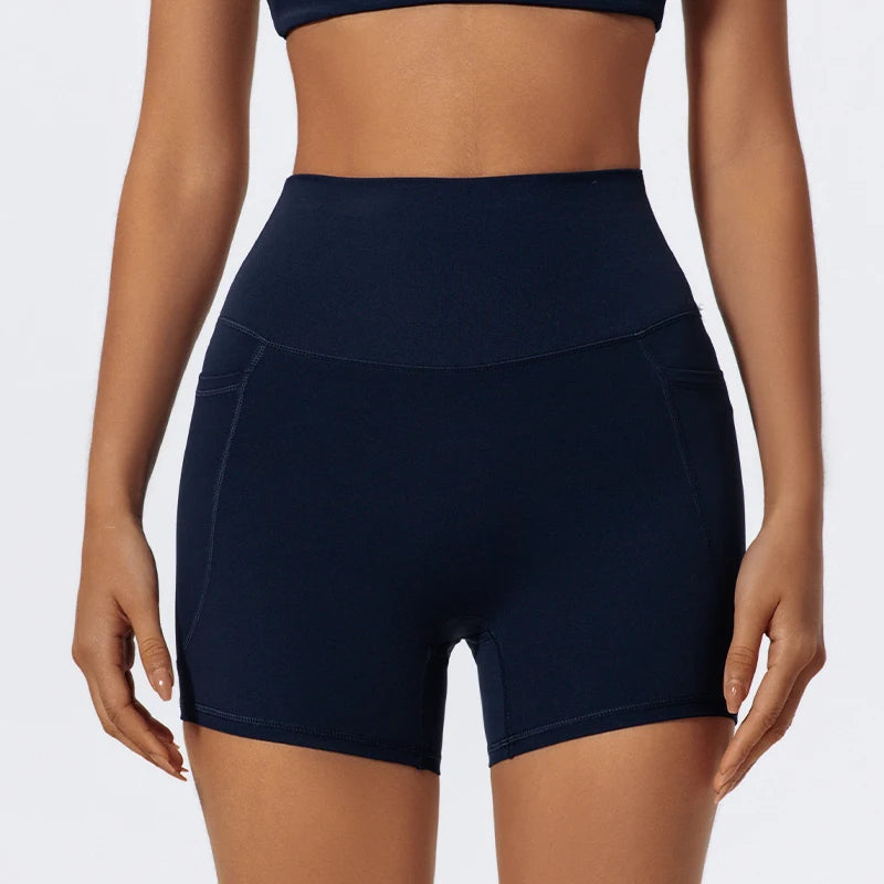 Pockets Workout Gym Legging Women Cycling Shorts Quick-Dry Yoga Clothes Breathable High Waist Sports Shorts Female