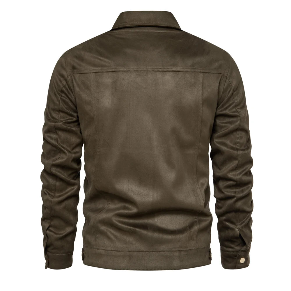 2023 Nieuwe herfst-winter suède leren jas herenmode luxe casual omslagkraag herenjas