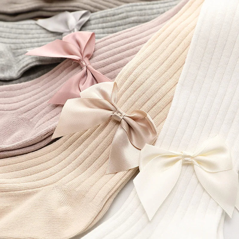Autumn Kid's Pantyhose Girls Leggings New Born Baby Big Bow Legging Multi Colours Children's Vertical Striped Base Pants Girls