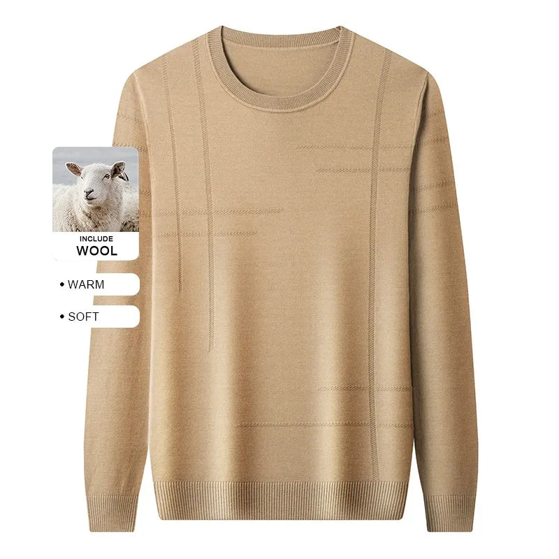 Men's High-End Woollen Striped Designer Knitted Pullover Sweater, Casual Trendy Korean Brand, and Male Jumpers