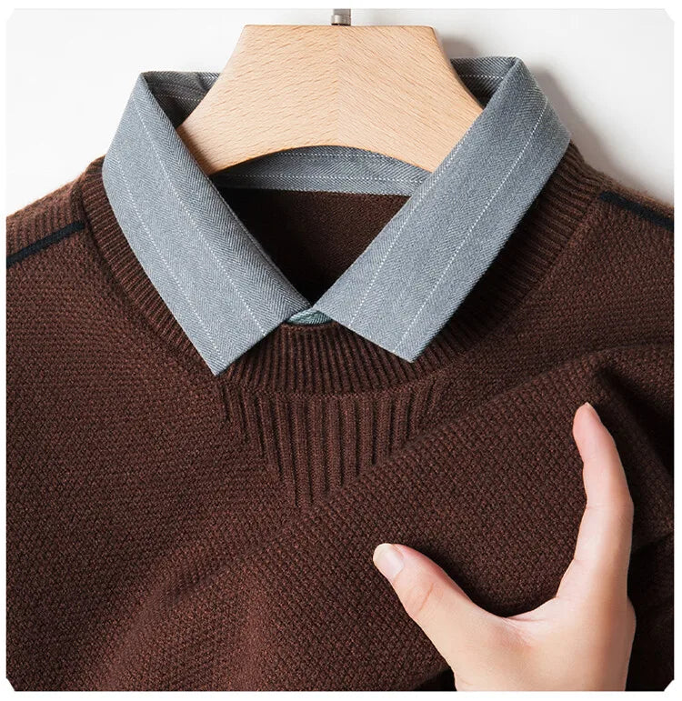 Men's Solid Colour Sweater, Stretchy and Warm For Autumn, Suitable For Business Casual and Male Daily Commute