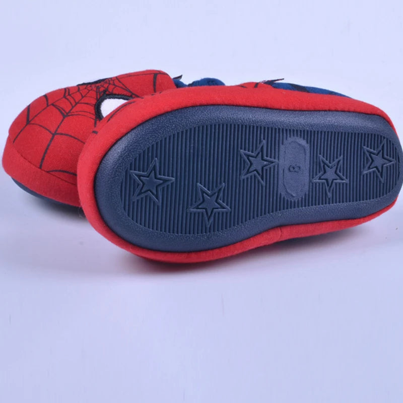 Unisex Adult & Children Indoor Home Slippers Heel Cotton Anti-Skid Floor Children's Shoes Breathable Cartoon Red Slippers Size 26-46