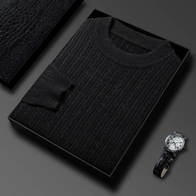 Men's Autumn and Winter Warm Turtleneck O-Neck Sweater, Thickened Slim-Fit Bottoming Shirt, Fine knitted Sweater Sizes M-4XL
