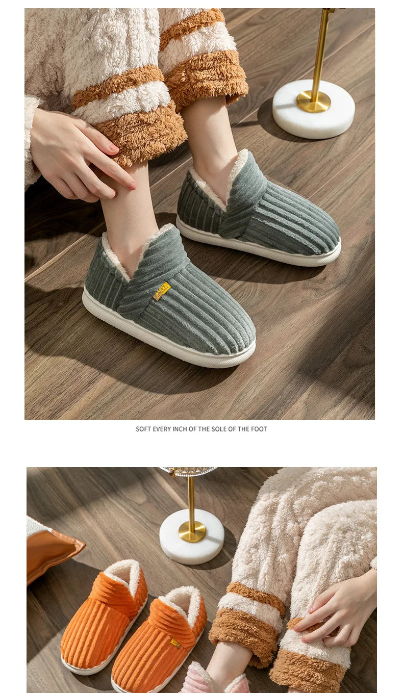 Unisex Warm Plush Fur Winter Slippers Indoor and Outdoor Fluffy Warm Fuzzy House Shoes With Fuzzy Soft Furry For Men & Women