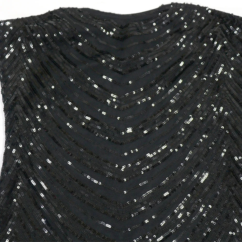 Women's Sexy Solid Color Sequin Decor Sleeveless Backless Bandeau Party Dress