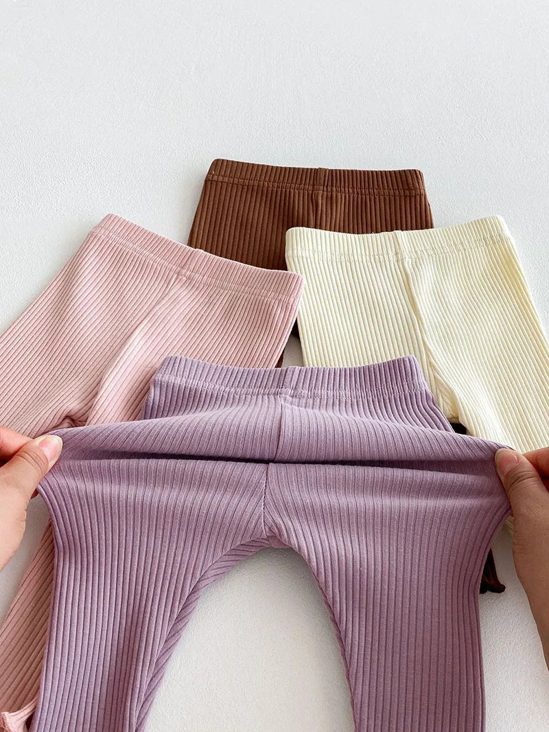 Herfst Baby Leggings Leuke Effen Kleur Meisjes Jongens Pit Strip Skinny Broek Ademende Peuterbroek 6M-3 & Unisex