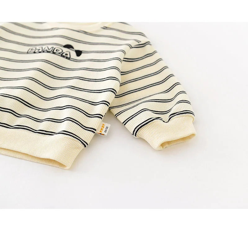 New Spring Kids Hoodie Children Cute Waffle Stripe Sweatshirt Girls Boys Thin Casual Design Pullover Shirt 1-5Y Unisex