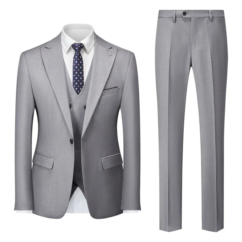 Men's Italian Business Gentleman Slim Suit, Groom Wedding Blazers, Italian Costume - Sizes M to 5XL